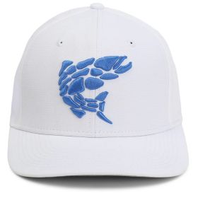 Paramount Outdoors Rock Fish 3-D Puff Embroidery Performance Ripstop Fishing Hat - White/Blue